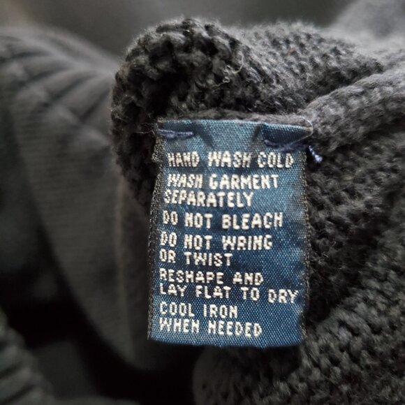 Vintage Polo Ralph Lauren Cotton Knit Crewneck Sweater, Black Preppy Cotton XL - Picture 4 of 8